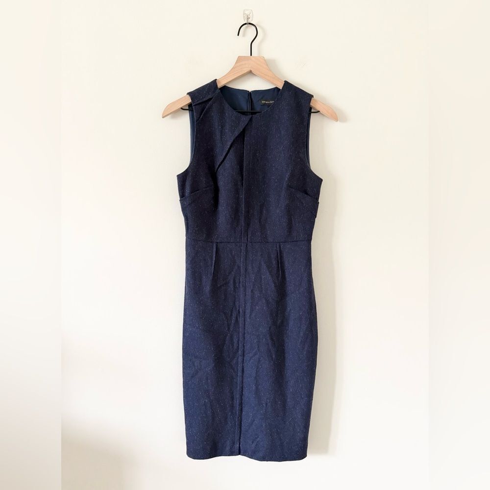Banana Republic Wool Blend Sleeveless Sheath Dress Navy Speckle Size 2